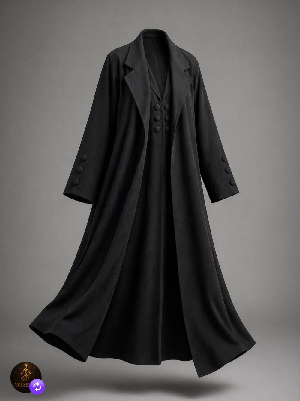 🖤 Black 3-Piece Maxi Blazer Set with Hijab 🖤